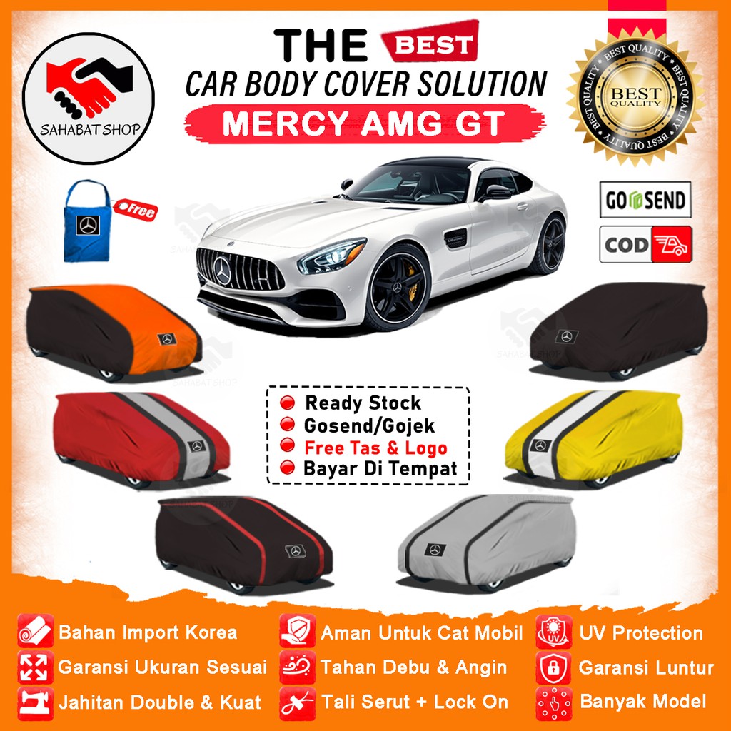 Sahabat Body Cover Mobil AMG-GT / Sarung Penutup Mercedes Benz AMG GT Outdoor / Tutup Mantel Selimut Pembungkus Kerudung Jas Mantol Pelindung Tutupan Bungkus Kelambu Kerodong Terpal Mobil Sedan Mercy AMG GT Waterproof Anti Air Model Orange