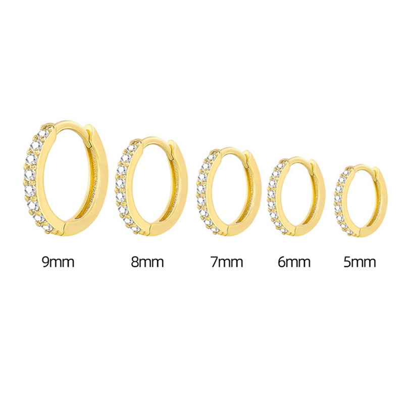 Fancyqube Anting Hoop Bulat Hias Cubic Zirconia Gaya Minimalis Untuk Wanita