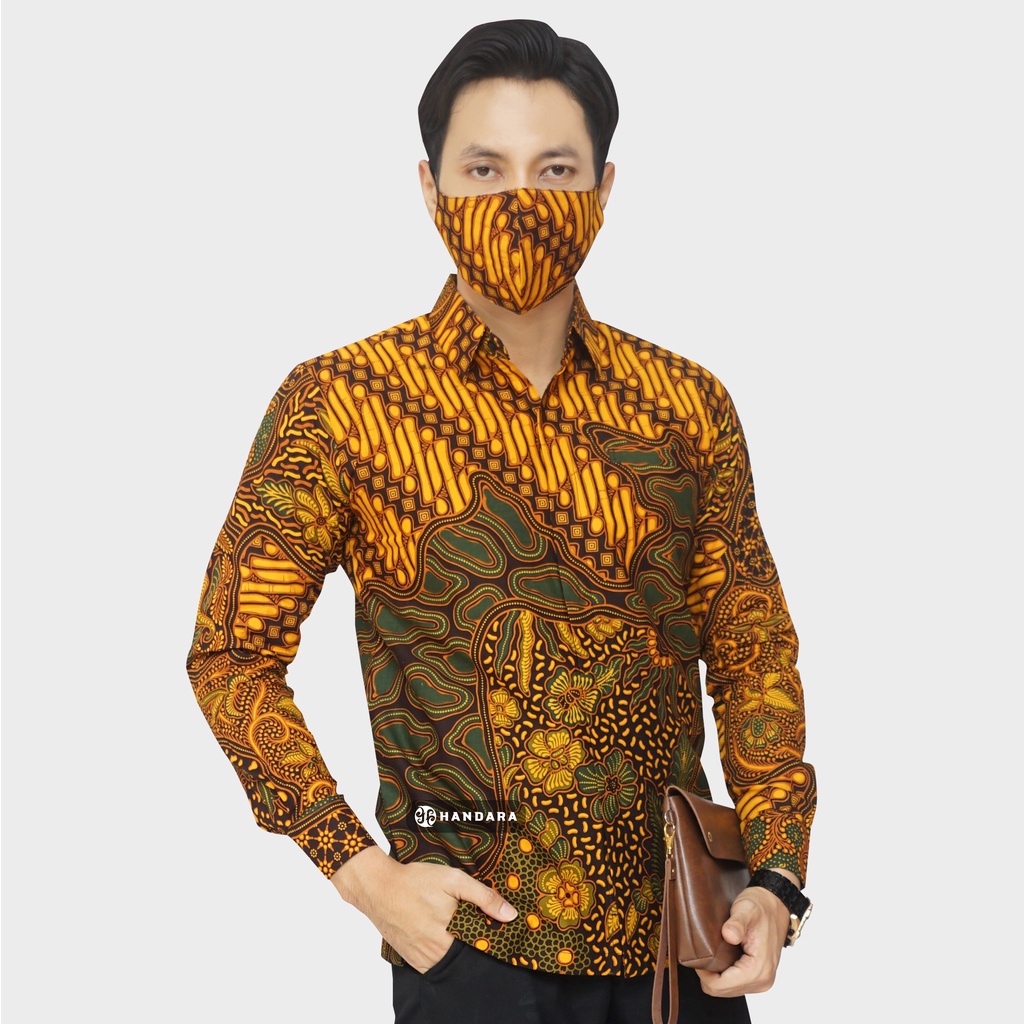 Baju Kemeja Batik Pria Lengan Panjang Slim Fit Premium Modern Full Furing Katun Halus Original Handara Motif Prabowo HB-283