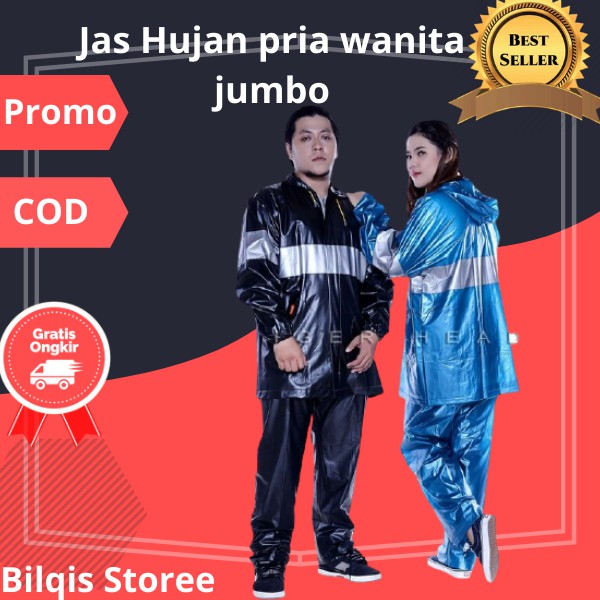 Jas Hujan Pria Wanita Jumbo - Jas Hujan Dewasa - Mantel Hujan - Setelan Hujan Jumbo Termurah