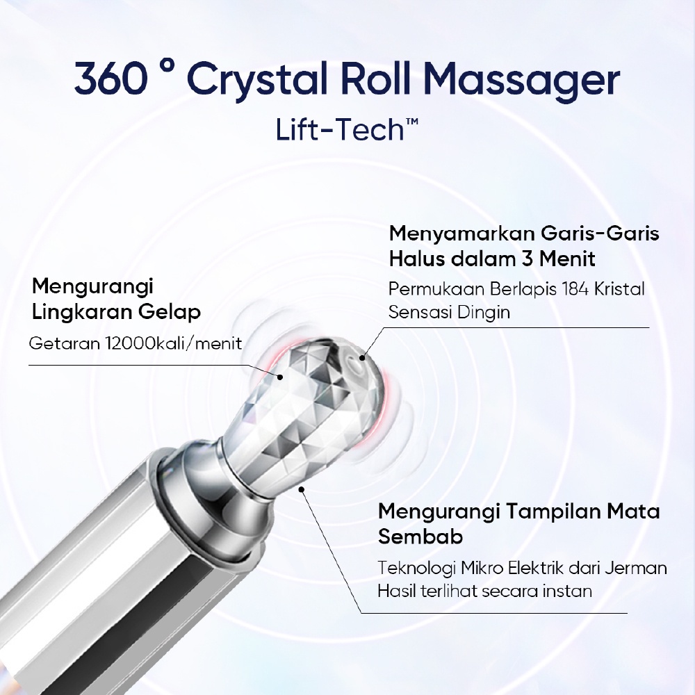 [BPOM]SKINTIFIC 360 CRYSTAL MASSAGER LIFTING EYE CREAM 20ml KRIM KANTONG MATA krim mata pemijat mata mata panda