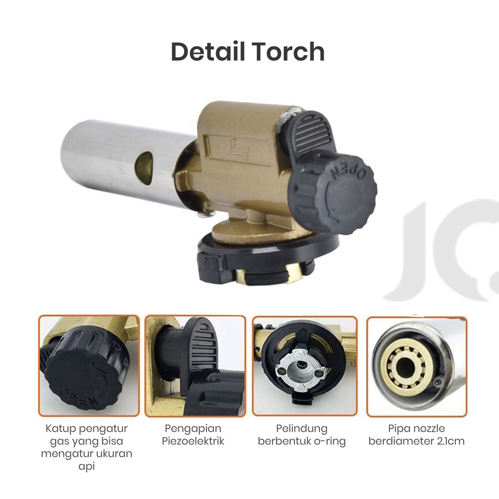 TORCH GAS / FLAME GUN PORTABLE PEMANTIK GAS ALUMINIUM SPACE ATOM M-60