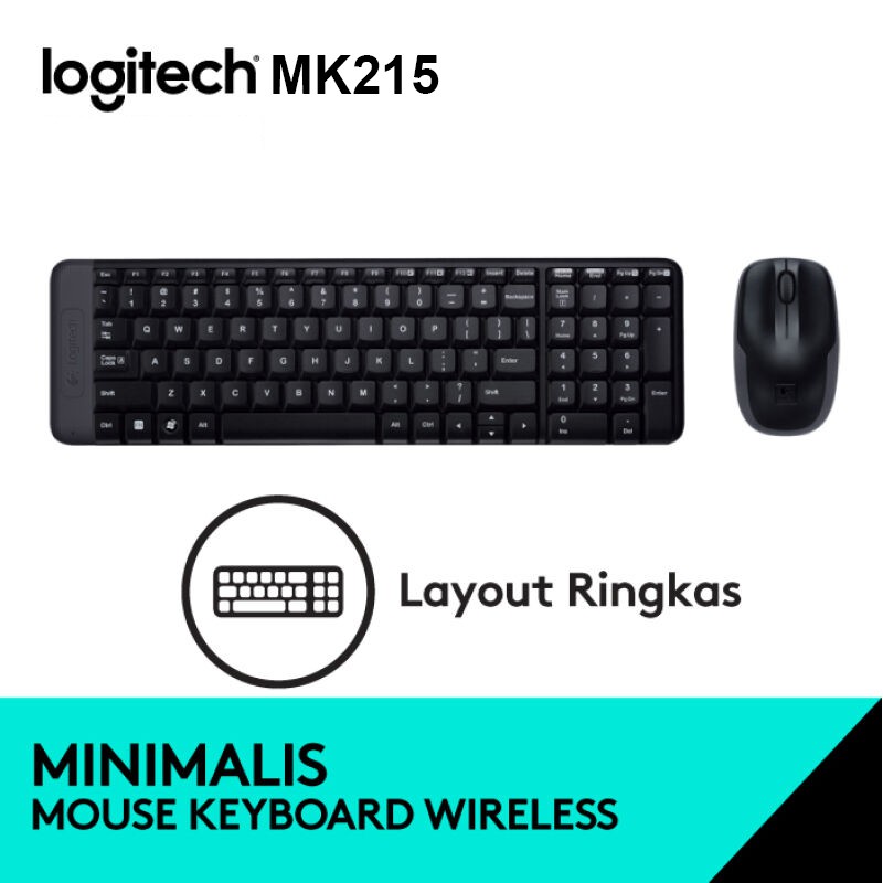 Keyboard Mouse Wireless LOGITECH MK215 Combo - Black - ORIGINAL