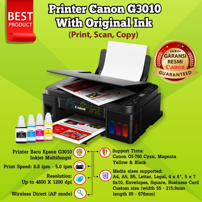 Printer CNON G3010 G 3010 Print Scan Copy WiFi Ink Tank Tinta GI790