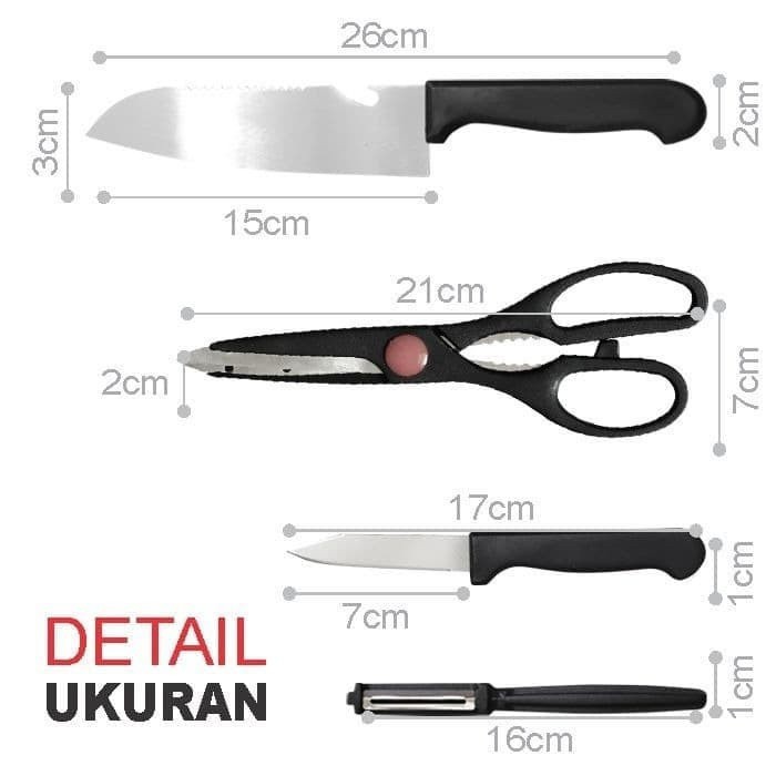 Pisau Dapur - Pisau Set 4in1 - Kitchen Knife Set 4in1 Stainless Steel