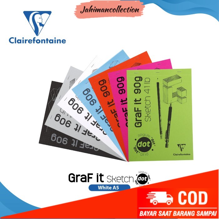 

✨ BISA COD ✨ Buku Sketsa Clairefontaine A5 Graf It White Dot Grid Sketch Pad - BLACK