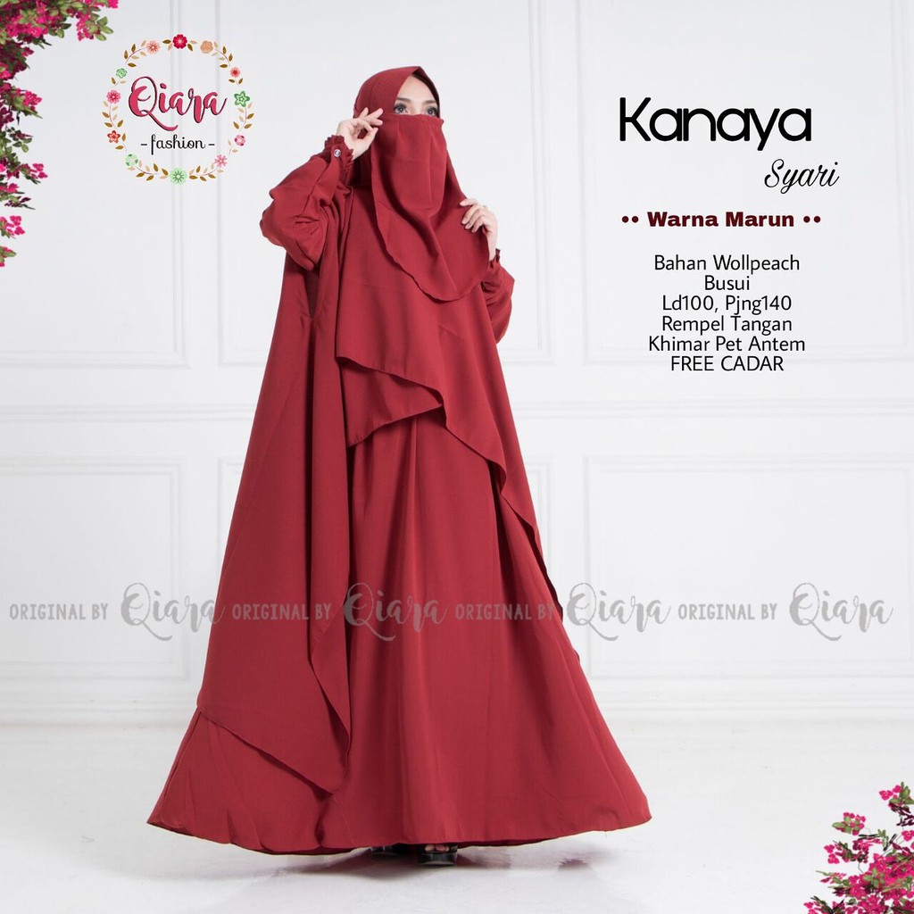 KANAYA SYARI QIA LD100 ALLSIZE Gamis Daily Maxi Cantik Syari OOTD Wollpeach Grosir Murah QIA DEL