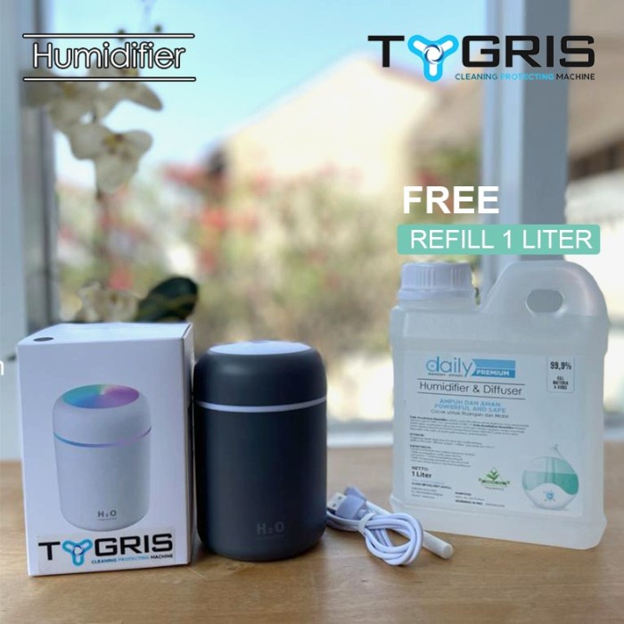 TYGRIS HUMIDIFIER DIFFUSER + FREE 1 LITER REFILL 1L DESINFEKTAN HUMIDIFIER GREEN TEA