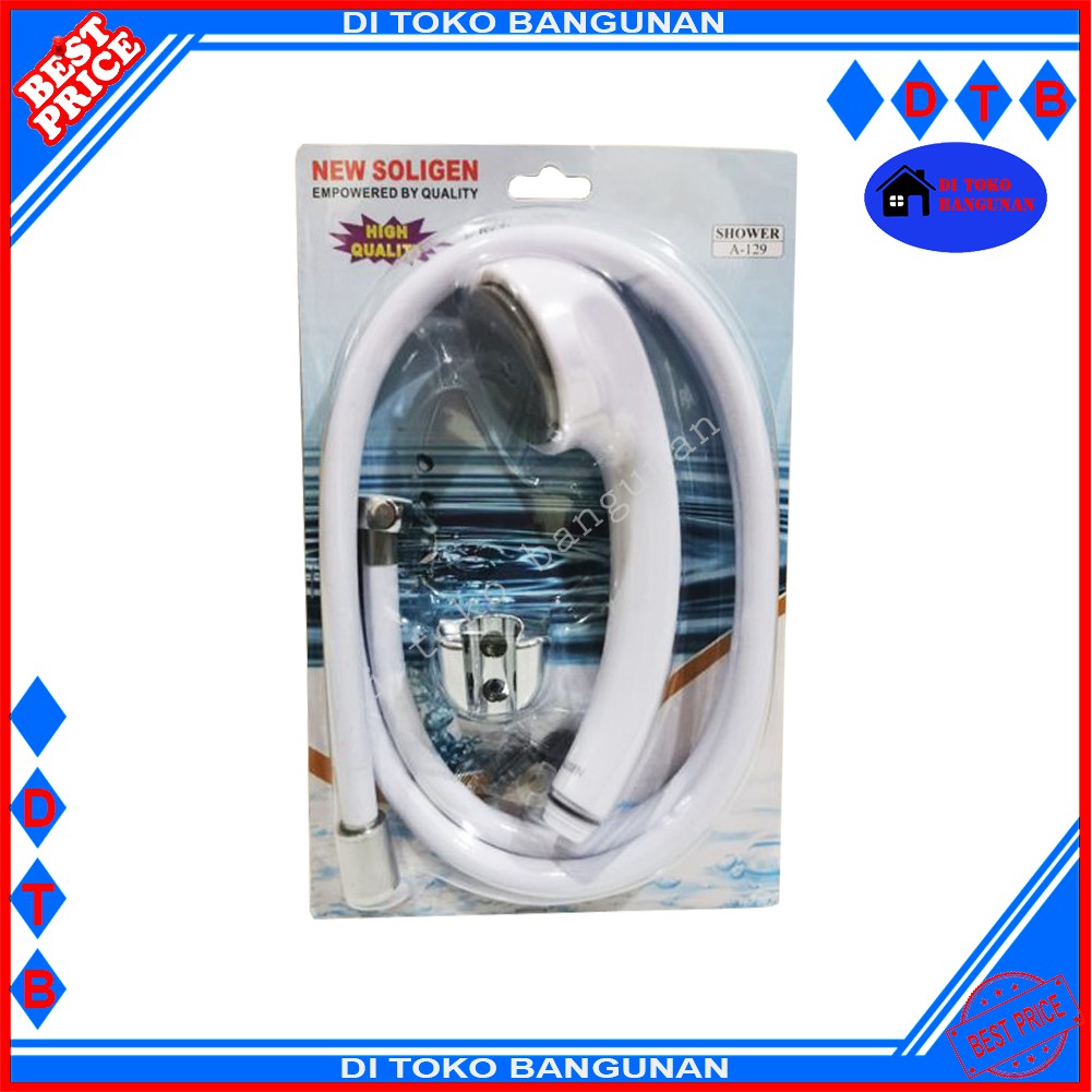 Hand Shower PVC Putih Chrome Type A129 Soligen Model Kepala Bulat