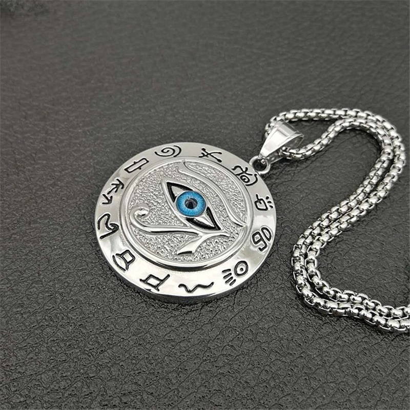 Ancient Egypt Horus Eye Amulet Gold Stainless Steel Pendant Necklace Jewelry