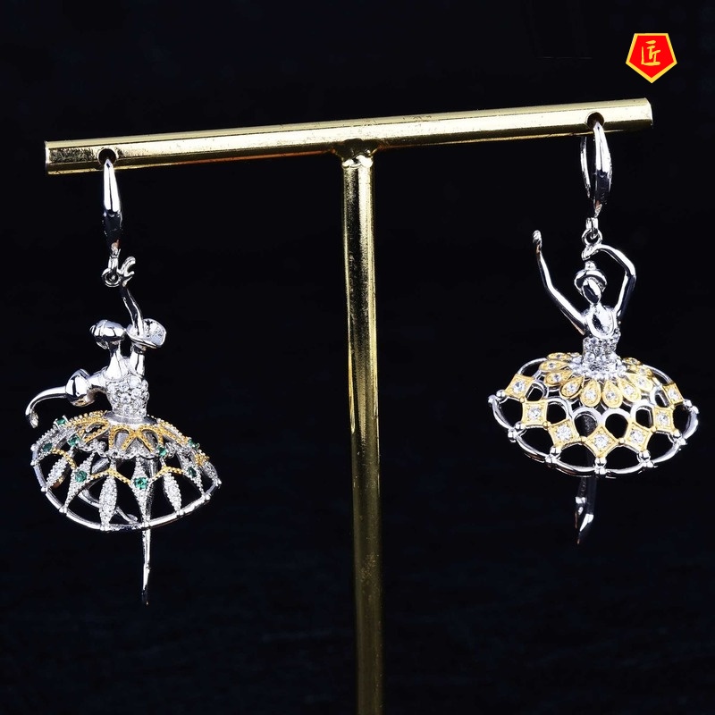 [Ready Stock]Creative Ballet Earrings Ruby Elegant Graceful