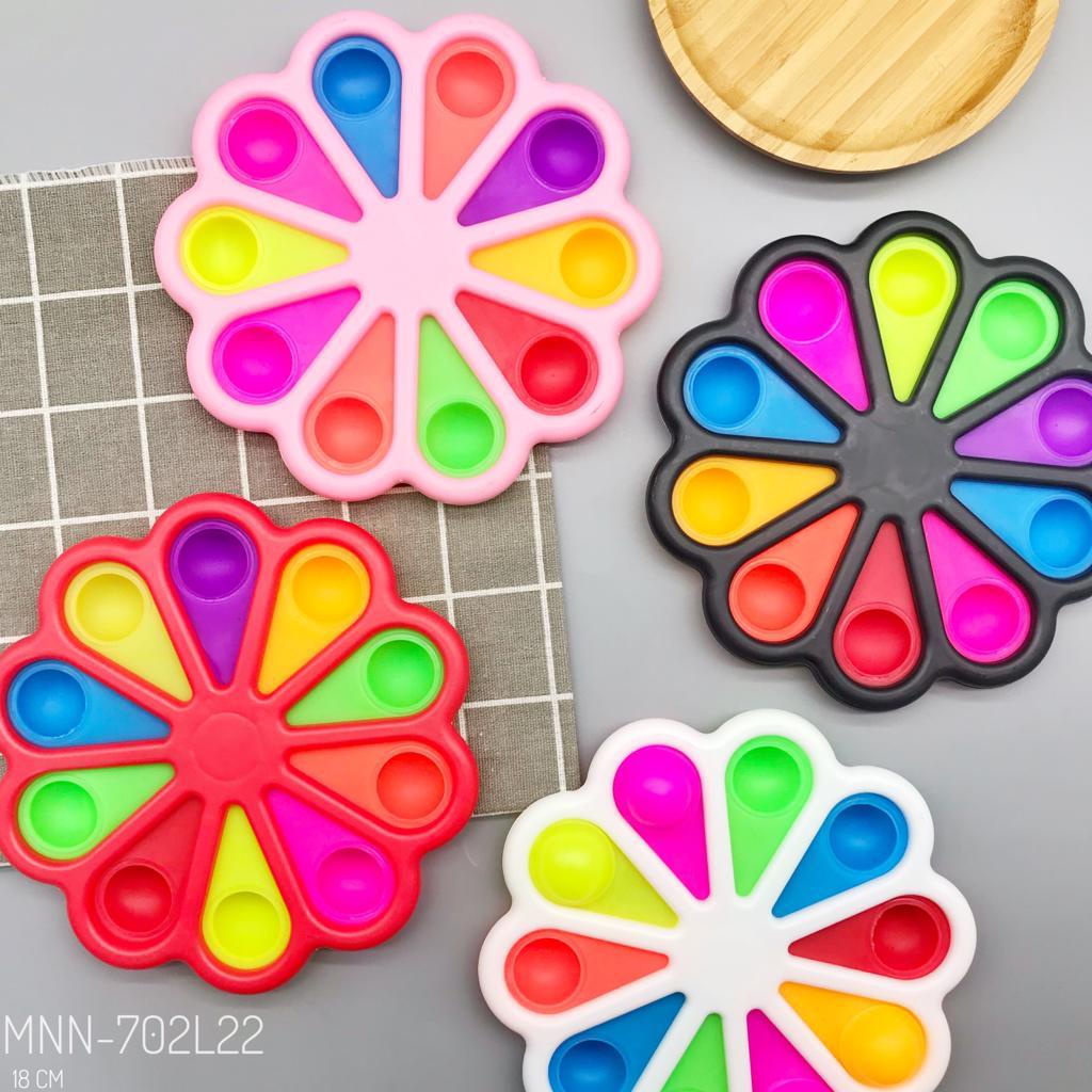 Fidget Push Pop It Mainan Pop It Bubble Bentuk Lucu Rainbow Dan Polos Import-WARNA WARNI