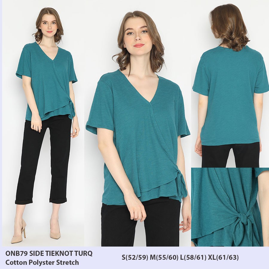 OLD NAVY Kaos Blouse Wanita Side Tieknot Sidetie Wrap top-1