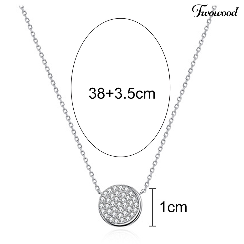 Twowood SILVERHOO 925 Silver Collarbone Chain All-match Shiny Round Cubic Zirconia Pendant Necklace for Party