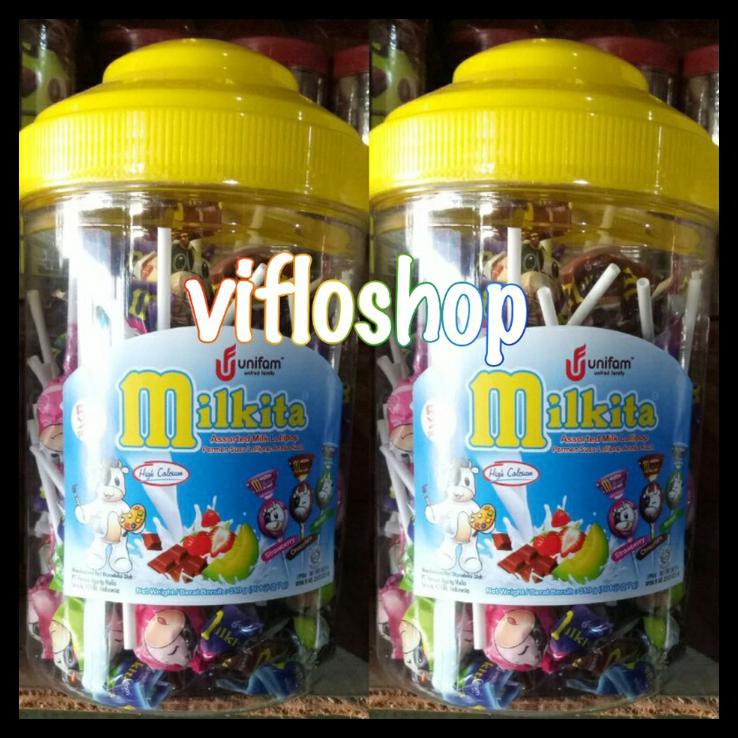 

Hy2T Permen Susu Milkita Lollipop / Permen Milkita Kemasan Toples Isi 50 Rzng