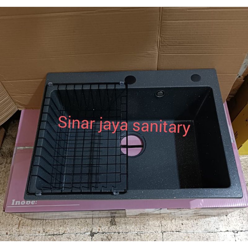 Kitchen sink inobe granit hitam 6045 ( FRE PETI KAYU ) / Promo Sink granit inobe