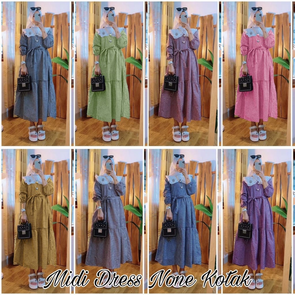 FASHION MUSLIM WANITA MIDI DRESS NONE KOTAK VI