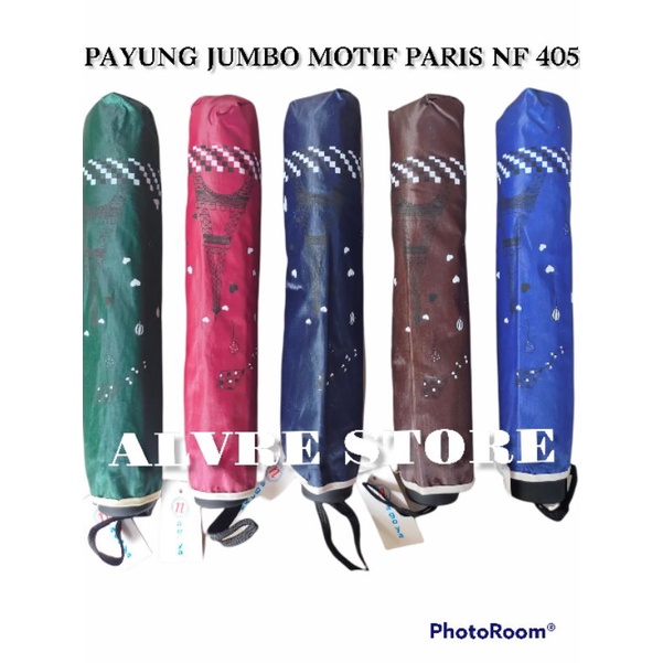 Payung Lipat 3 JUMBO Besar 10R Jari Motif PARIS Kode NF404 Anti UV