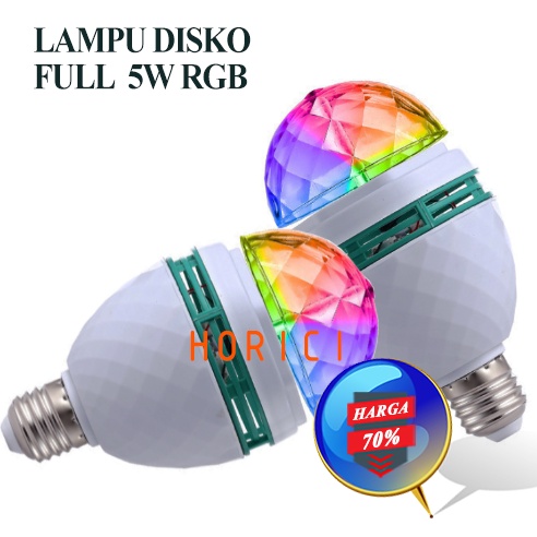 RGB 5W 5LED LAMPU DISCO LED FITTING E27 TUMBLR MINI OTOMATIS DISCO WARNA WARNI / LAMPU SUNSET / LOAMPU BOHLAM WARNA WARNI