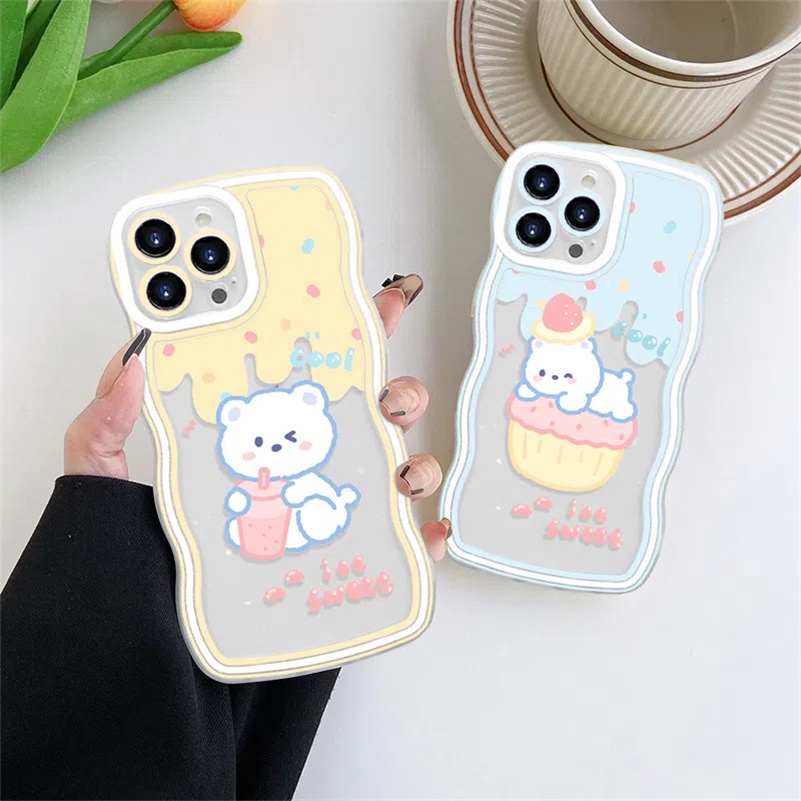 Casing Soft Case Karet Tebal Motif Kartun Beruang Untuk iPhone 14 13 12 11 Pro Max X Xr Xs Max 8 7 6 6s Plus