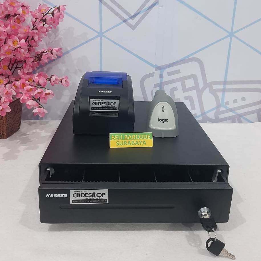 PAKET MESIN KASIR UMKM TERMURAH ALL SET LACI UANG+PRINTER BLUETOOTH+SCANNER