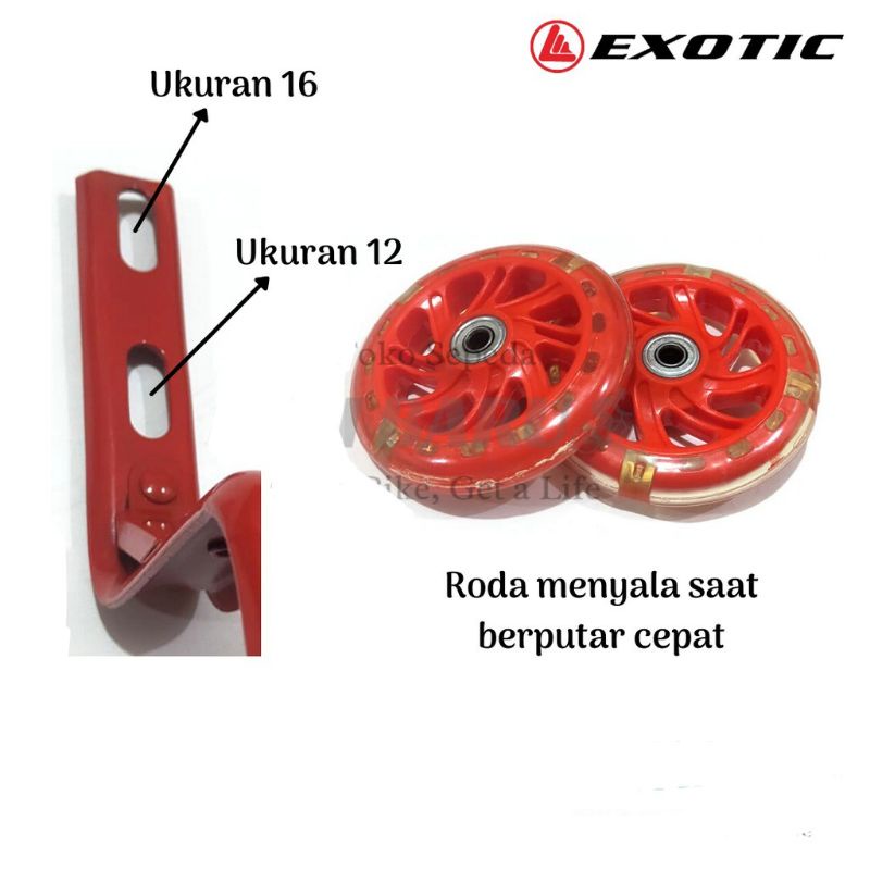 Roda Bantu / Samping Sepeda Anak 12-16 Exotic lampu roda nyala skuter