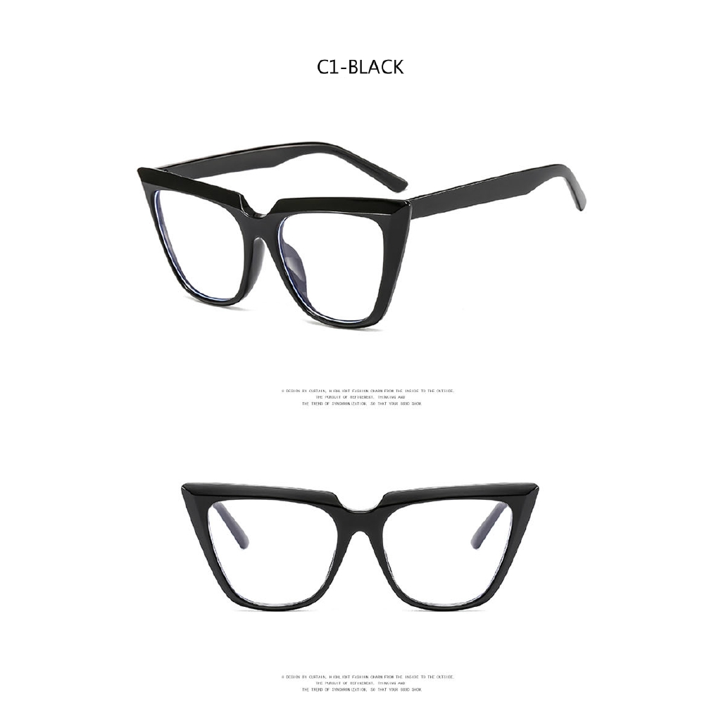 Fashion Anti-Blu-ray Large Frame Cat Eye Korean Men and Women Glasses Metal Hinge