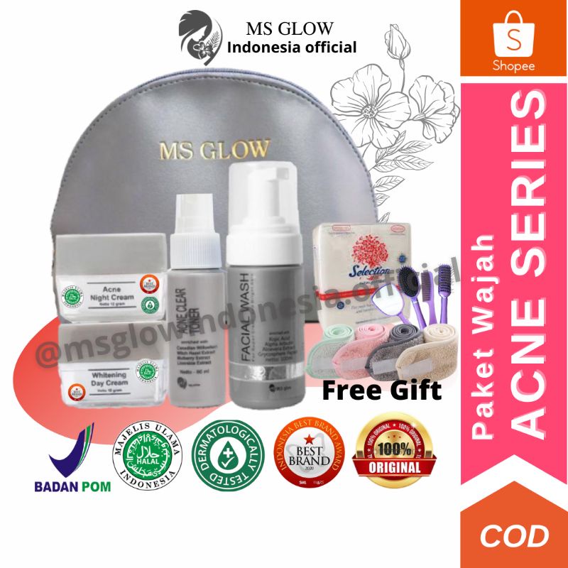 PAKET ACNE MS GLOW ORIGINAL / ACNE SERIES MS GLOW / paket jerawat / paket acne