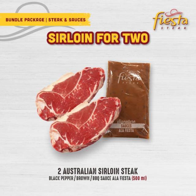 

Fiesta Steak Australian Sirloin Steak with Saos Black Pepper/Brown/BBQ - Daging Sapi Frozen