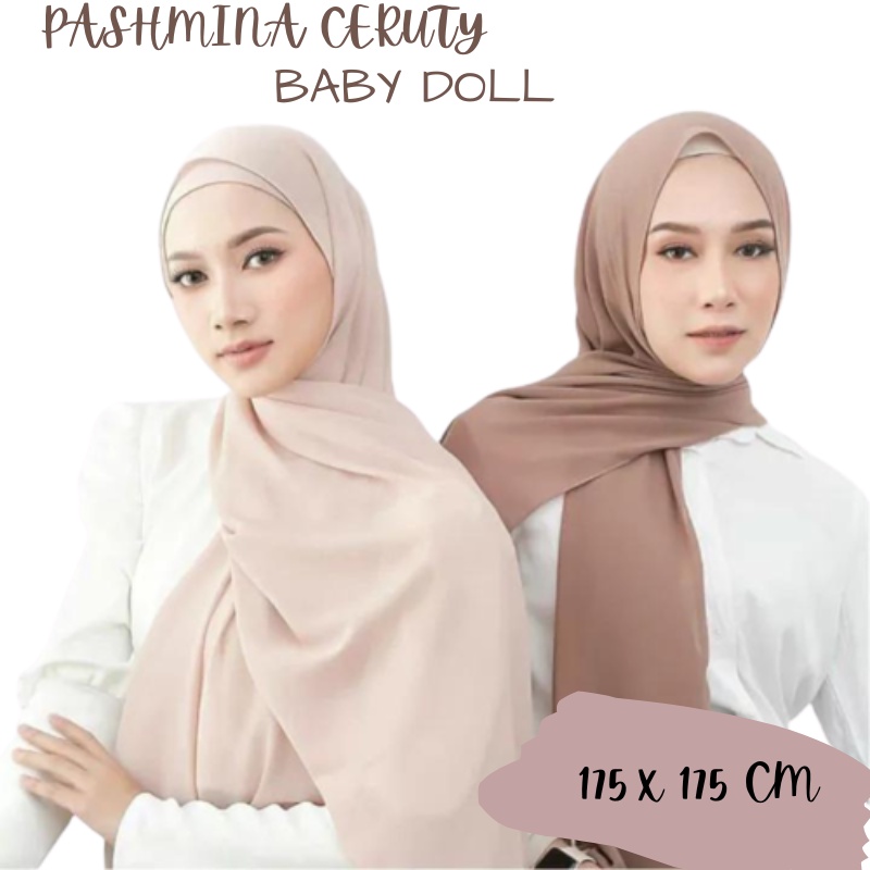 Pasmina Ceruty Baby Doll Premium /Kerudung Pashmina Ceruty/Hijab jilbab Pasmina ceruty