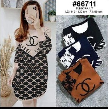 TUNIK RAJUT MOTUF CHANEL IMPORT PREMIUM