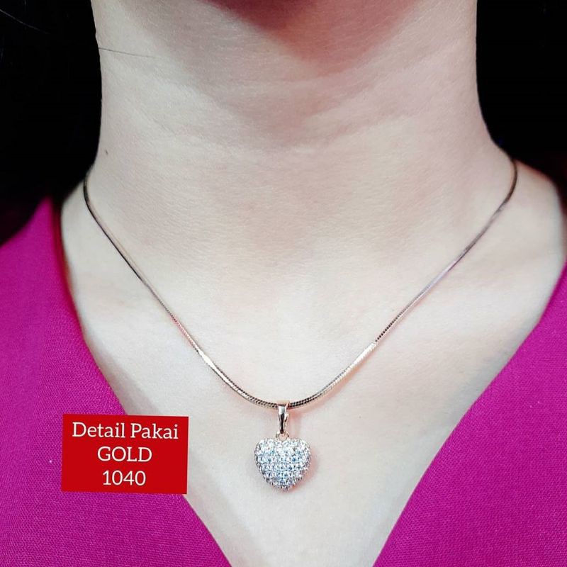 Kalung Set Liontin Titanium Model Mirip Perhiasan Emas Asli