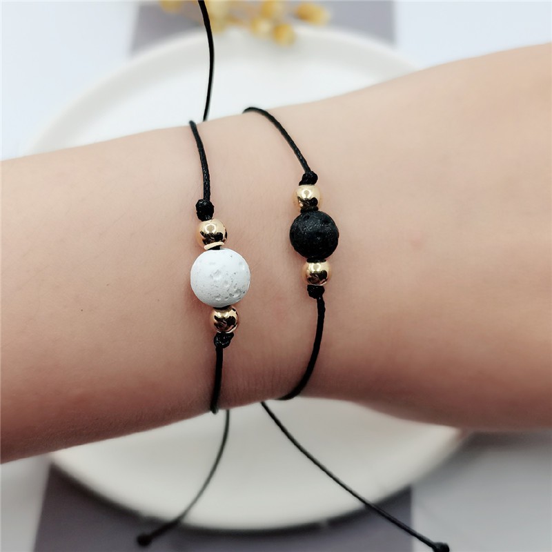 2 Pcs Gelang tali persahabatan anyaman krisan bunga matahari fashion wanita Korea pria couple bracelet daisy hitam