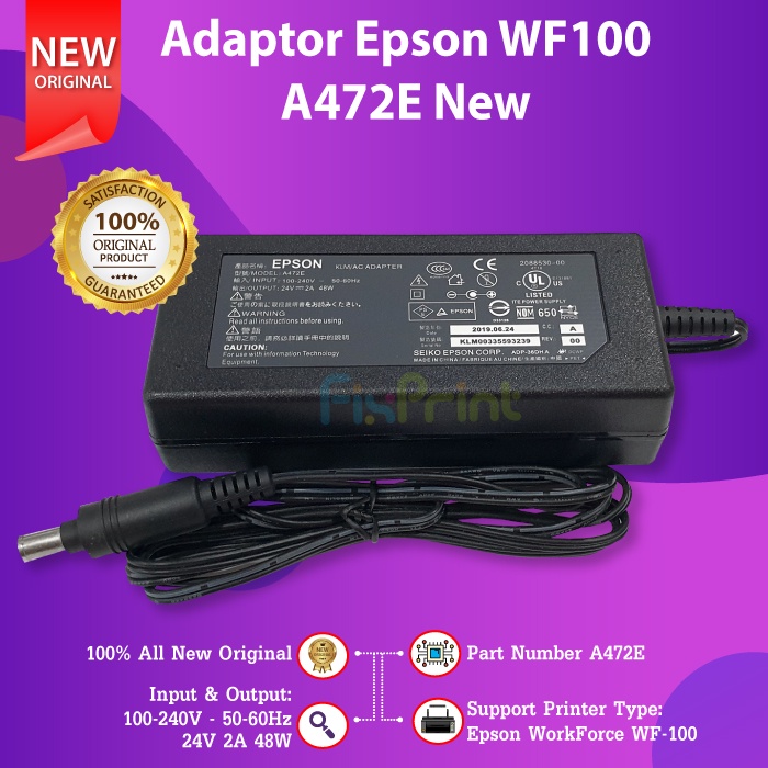 Adaptor Power Supply EPSON WF100 WF-100 model A472E NEW ORIGINAL