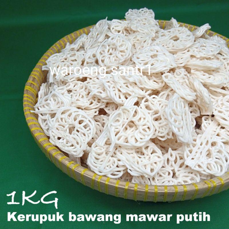 

Kerupuk krupuk bawang mawar putih kecil mentah mekar siap goreng 1kg