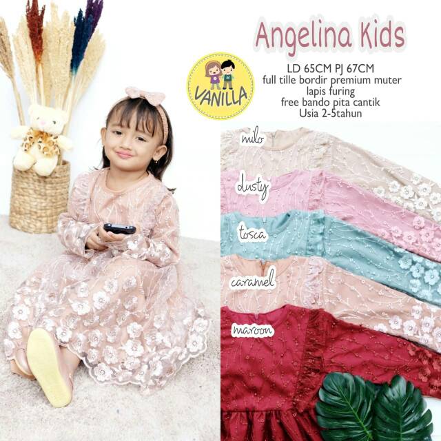 Angelina kids ori by Vanilla || Gamis anak
