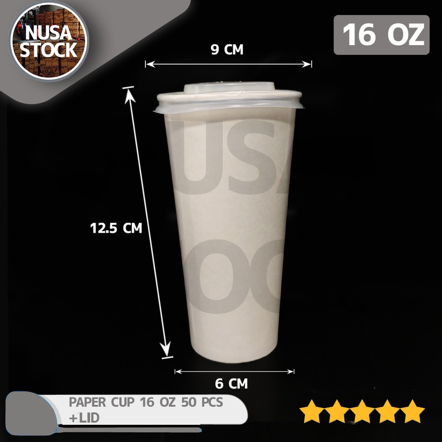 Jual PAPER CUP GELAS KERTAS MINUMAN DINGIN 16 OZ 480ML 50PC LID TUTUP ...