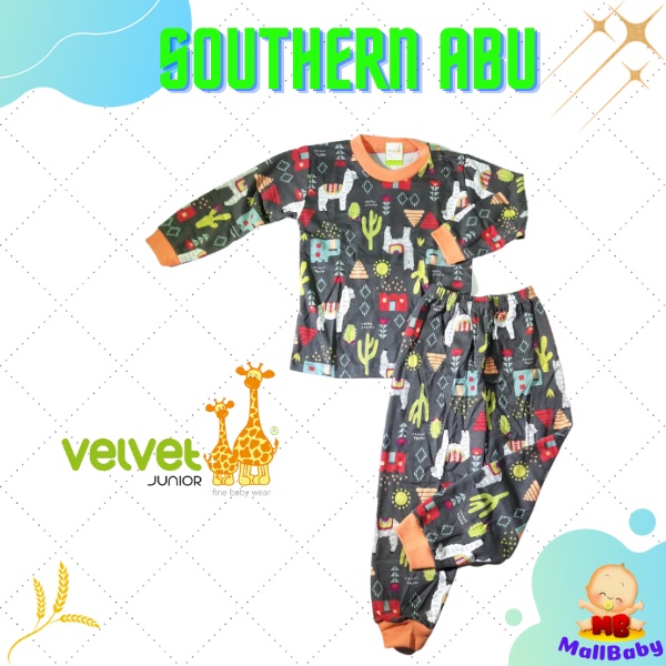 Velvet Junior Size 45678910 Piyama Bayi Velvet Baju Bayi Velvet Panjang Ukuran Besar