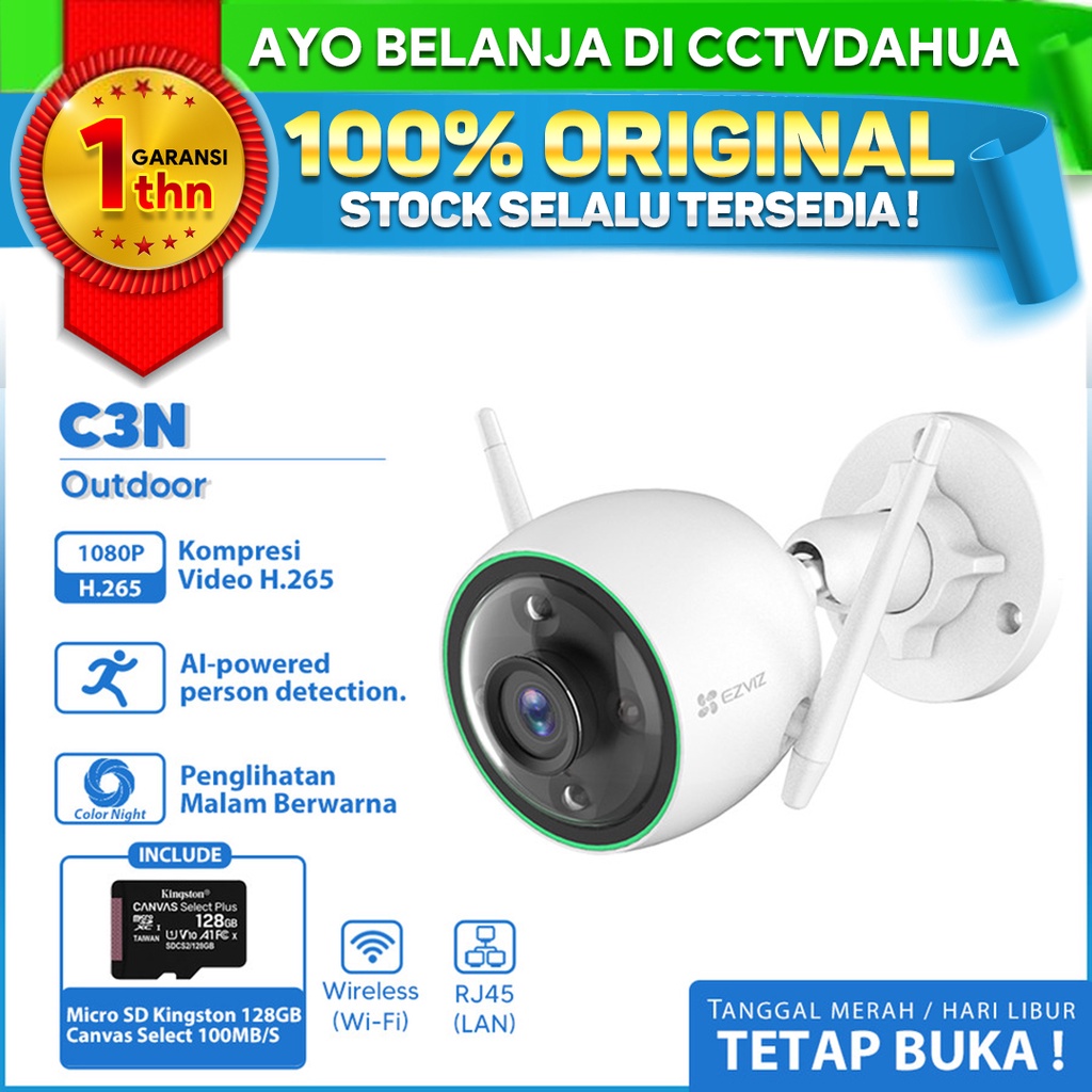 EZVIZ C3N CCTV FREE MICRO SD 128 GB Wi-Fi/ C3N BERGARANSI RESMI