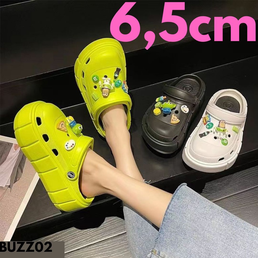 SANDAL WEDGES WANITA SLING BACK KIYOEWOO MANTEP SOLE TINGGI VIRALS BAHAN RUBBER IMPORT BUZZ02