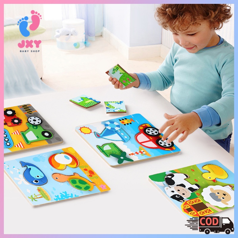 Puzzle Kayu Knob / mainan Jigsaw puzzle /3D wooden toys L273