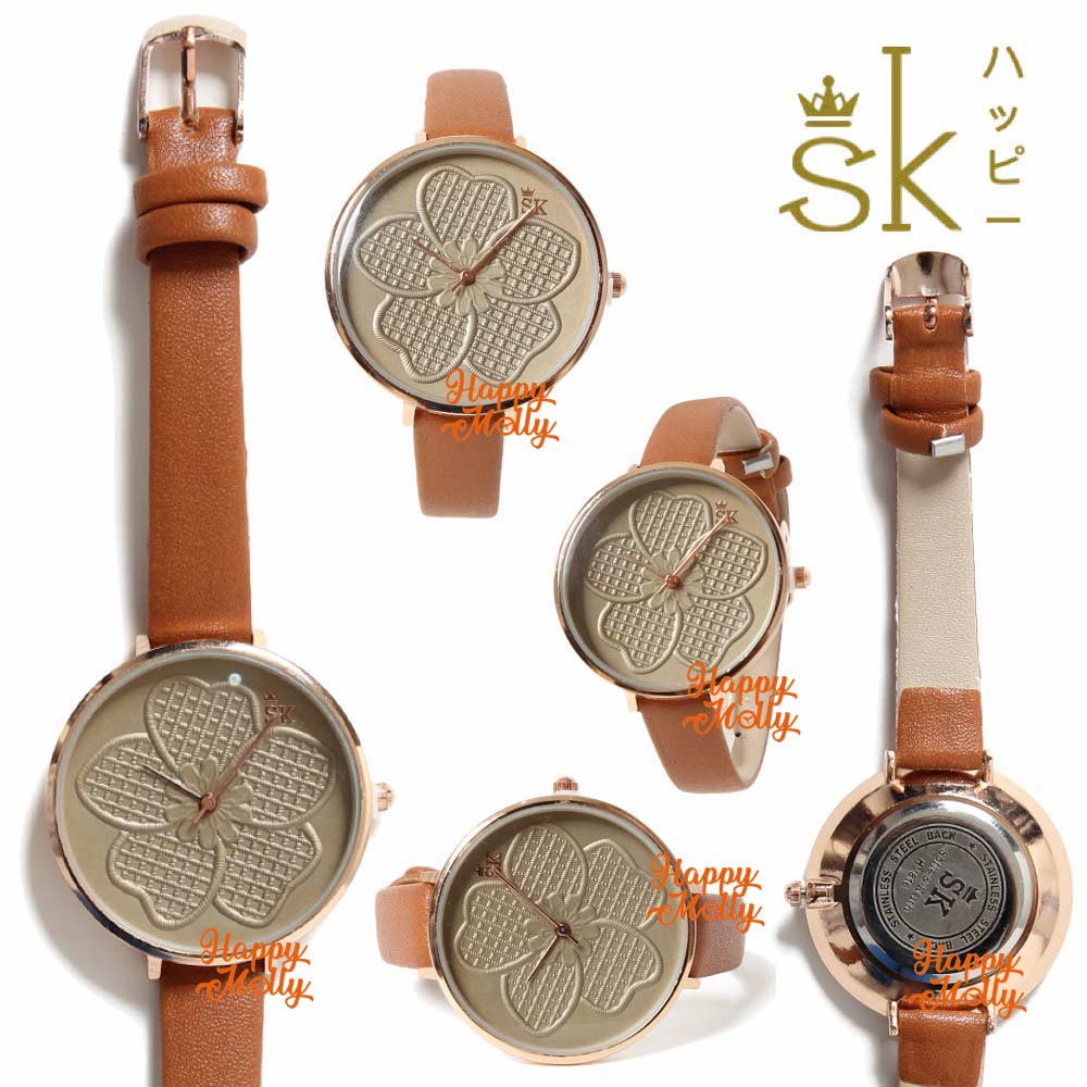 SK Anggrek 3D Jam Tangan Water Resistant Wanita Fashion Strap Leather ( Group ) SK_816