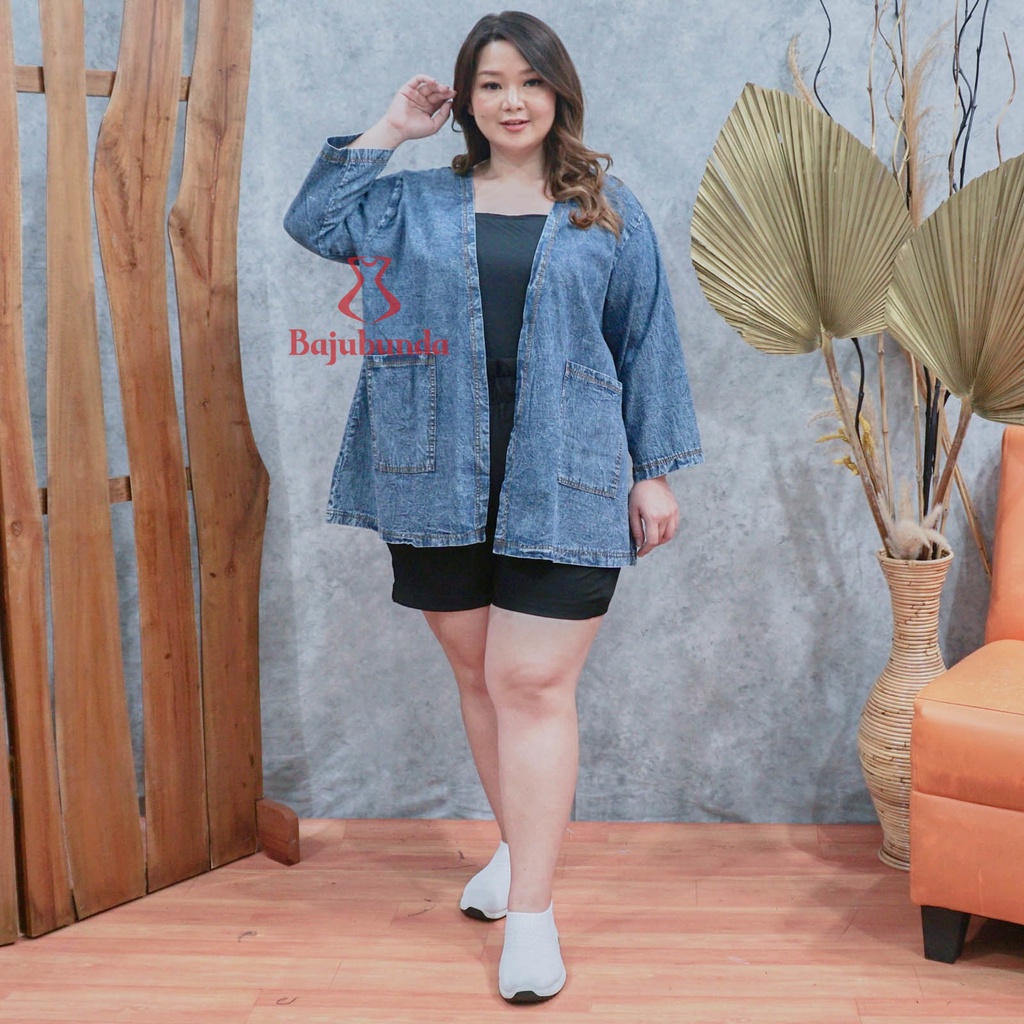 LD 120 Cardigan Denim Big Size Wanita Luaran Jumbo Jeans Oversize CELIN