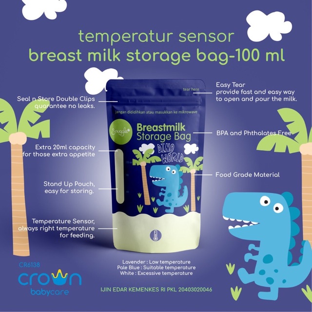 CROWN KANTONG ASI Steril 120ml isi 30pcs Pouch / Box - Temperatur Sensor - Breastmilk Storage Bag 120 ml BPA FREE