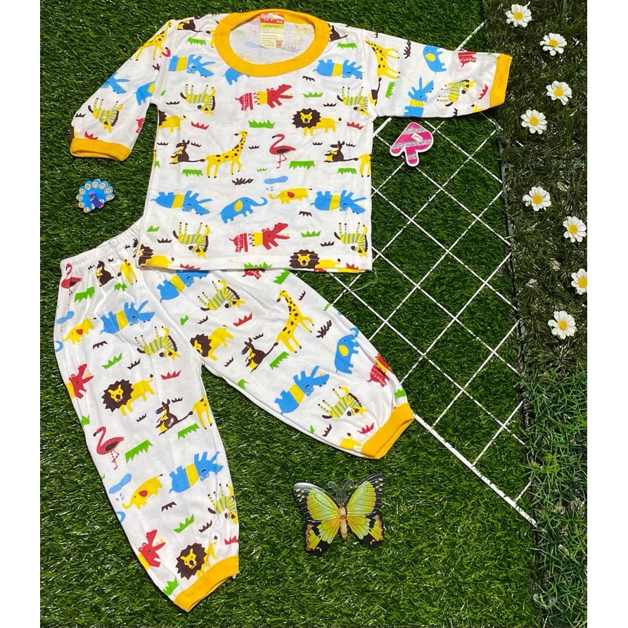 setelan baju bayi lengan panjang laki-laki/perempuan 3-18 bulan motif zoo