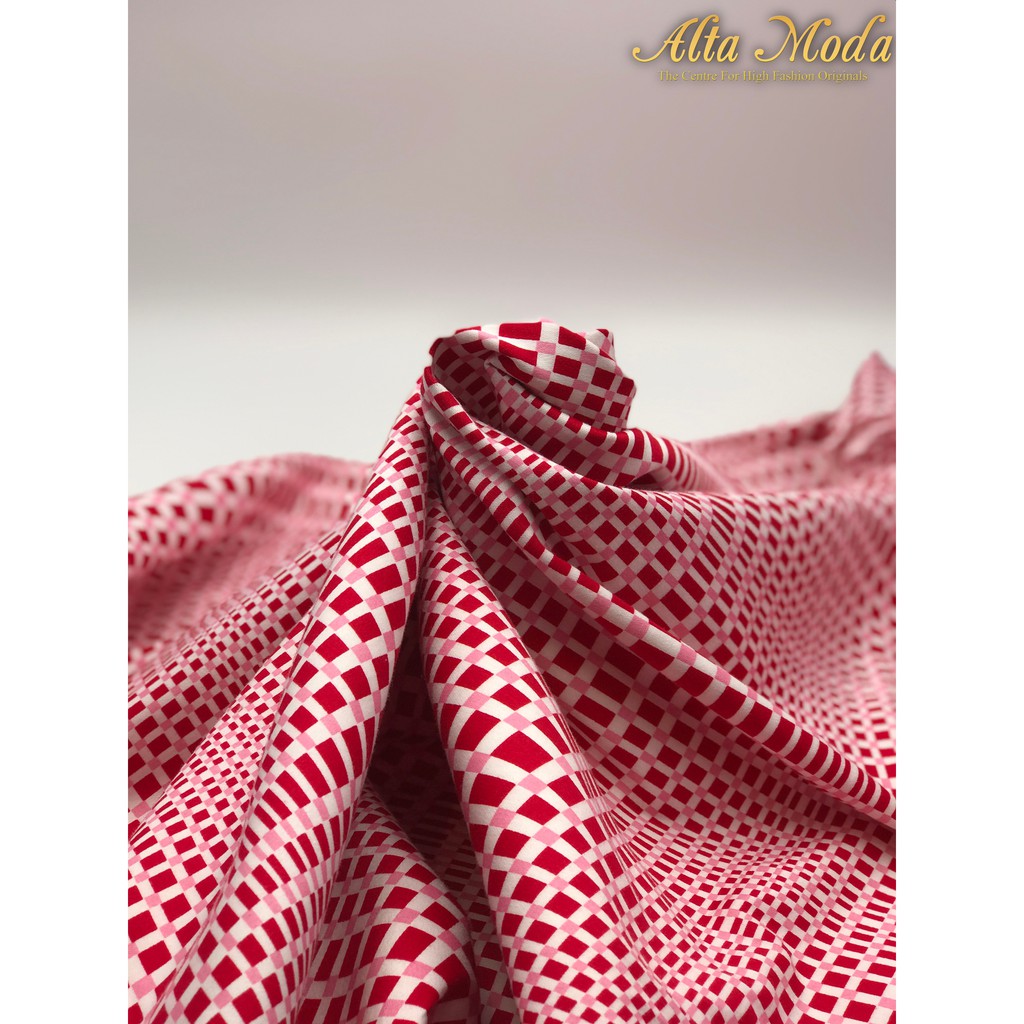 

Alta Moda Katun Motif Fancy Kotak-Kotak Red - White Kain Premium (1M)