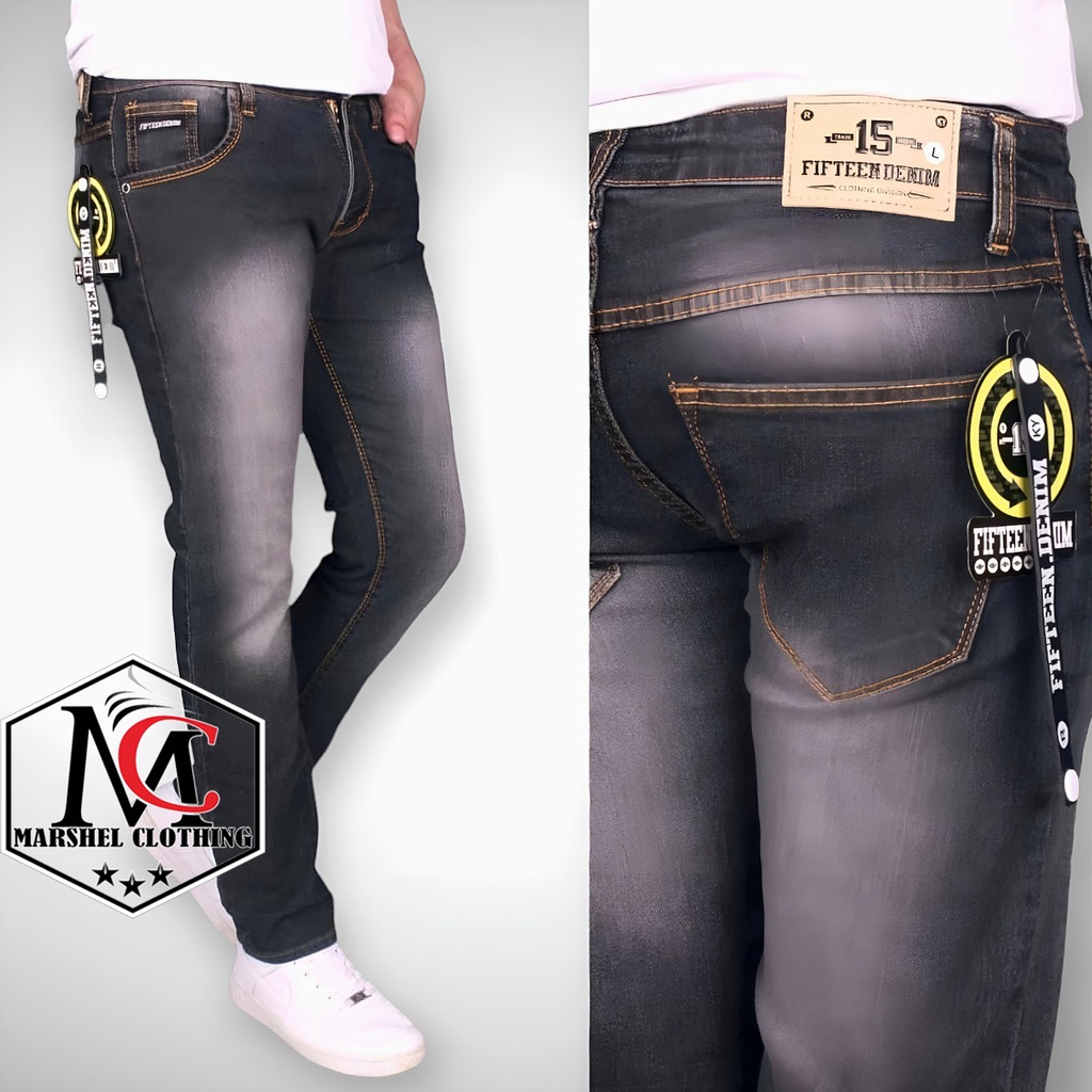 RCL - Celana Jeans Pensil Pria Abu Grey Terbaru Distro Original Import S.M.L.XL 27s/d 34 / FIFTEEN DENIM / CELANA PANJANG PRIA / CELANA JEANS SKINNY SELIM-FIT