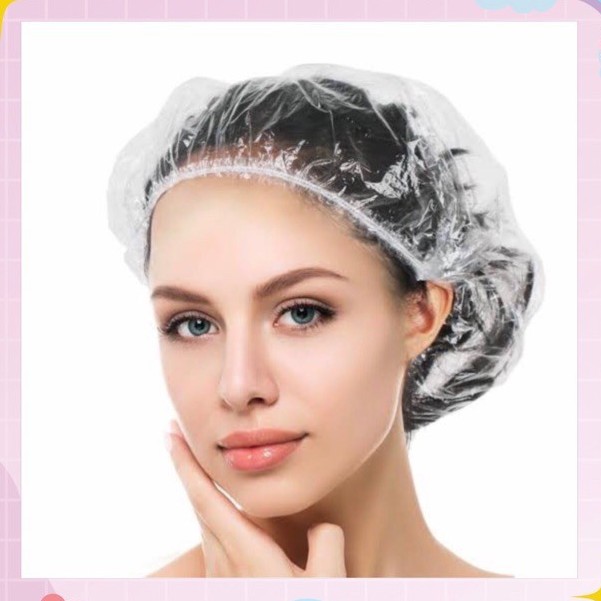 SHOWER CAP TRANSPARAN / SHOWER CAP / PENUTUP RAMBUT KEPALA PLASTIK BENING / PELINDUNG CAT RAMBUT