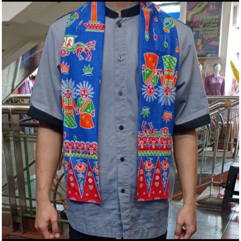 CUKIN BETAWI / SELENDANG BETAWI / SYAL ADAT BETAWI COWO-Biru