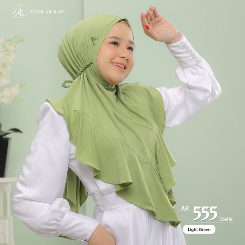 hijab instan non pet arrafi jilbab tali kepang kanan kiri kerudung Ar  555